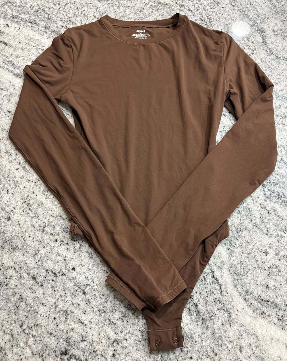SKIMS Brown Long Sleeve Crew Neck Bodysuit Size XS